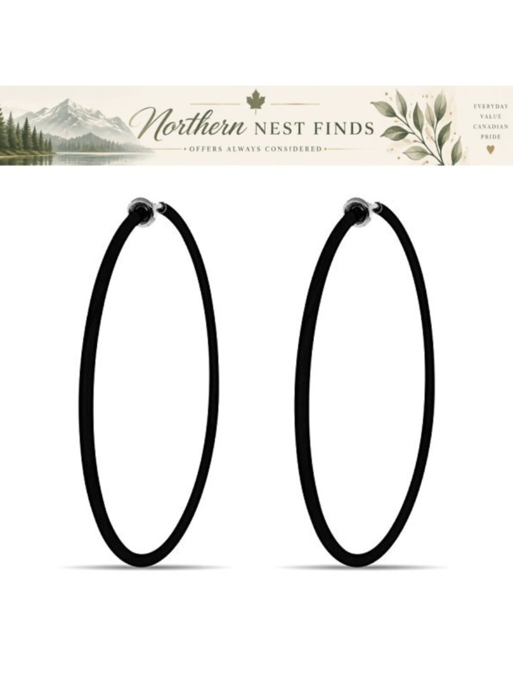 Silver Hoop Clip-On Earrings Lightweight Brass Spring Clip